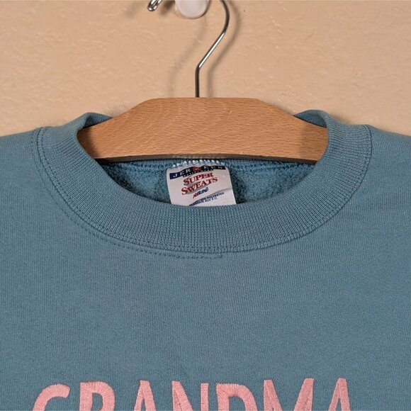 VTG 90s JERZEES Sweatshirt Grandma Rocks Adult XL Teal Embroidered Granny - Picture 6 of 7